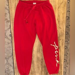 VS PINK everyday Lounge classic pants in red pepper & gold cursive script logo